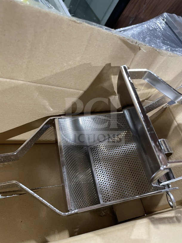 Brand new Winco Commercial Potato Ricer, model PR-16, stainless steel, in original box, perforated design.