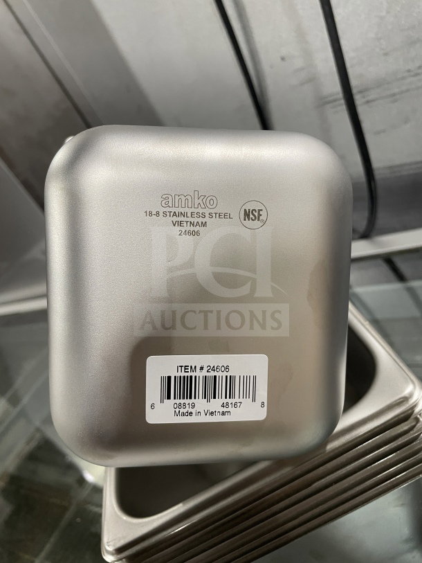 Brand new Amko STPA3142 commercial stainless steel steam table pan, item #24606. Made in Vietnam, NSF certified.