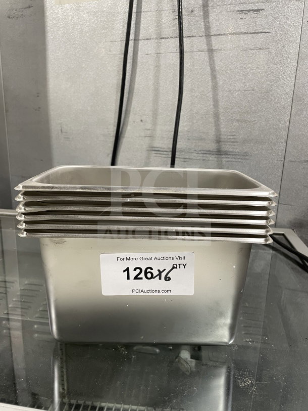 Brand new Amko model 24406 stainless steel quarter-size steam table pan stack, auction label indicates QTY 6.
