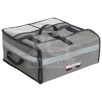 Winco Wingo Bag BGPZ-2109, large-size commercial pizza bag, brand new, gray with handles, WinGo Bag label visible.