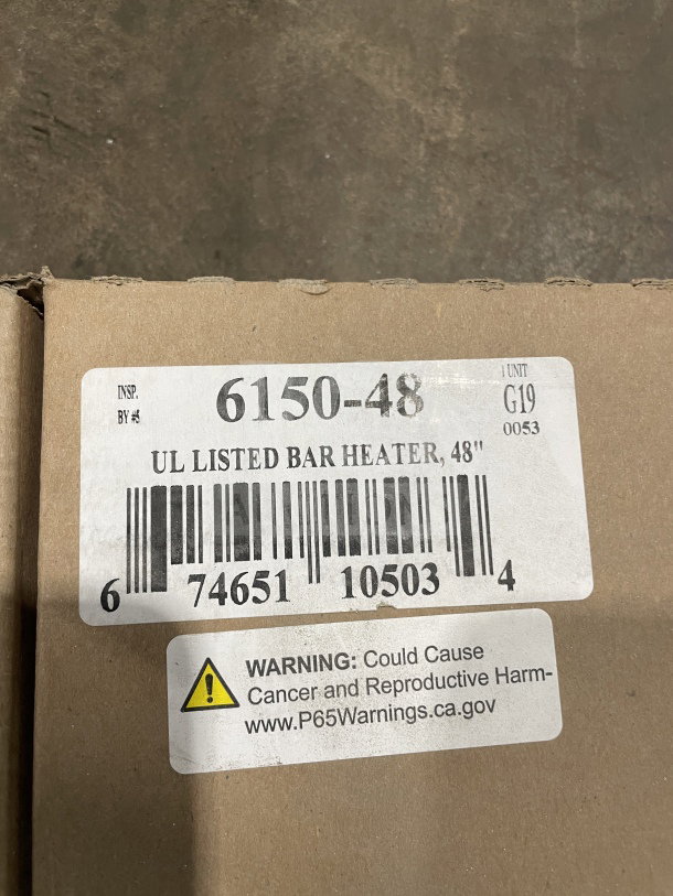 Brand new Nemco 48" stainless steel infrared strip warmer, model 61580-48, with built-in toggle control, in box.