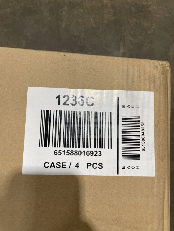 Brand new Quantum 12x36" chrome wire shelf, model 1236C. SN: 6515888016923. Box contains 4 pieces.