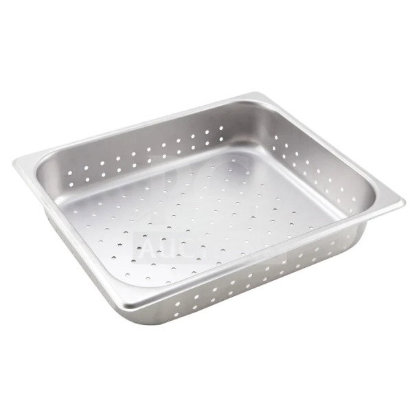 Winco SPHP2 perforated steam pan, stainless steel, new condition, commercial grade, rectangular with perforations.
