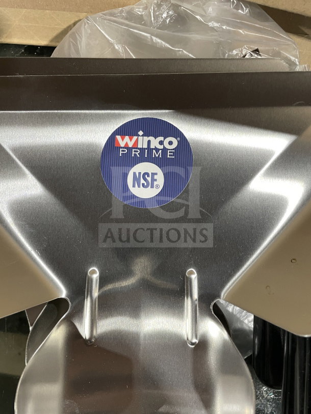 Winco Prime Series stainless steel French fryer bagger, model 1236C, NSF certified, with right handle, new condition.
