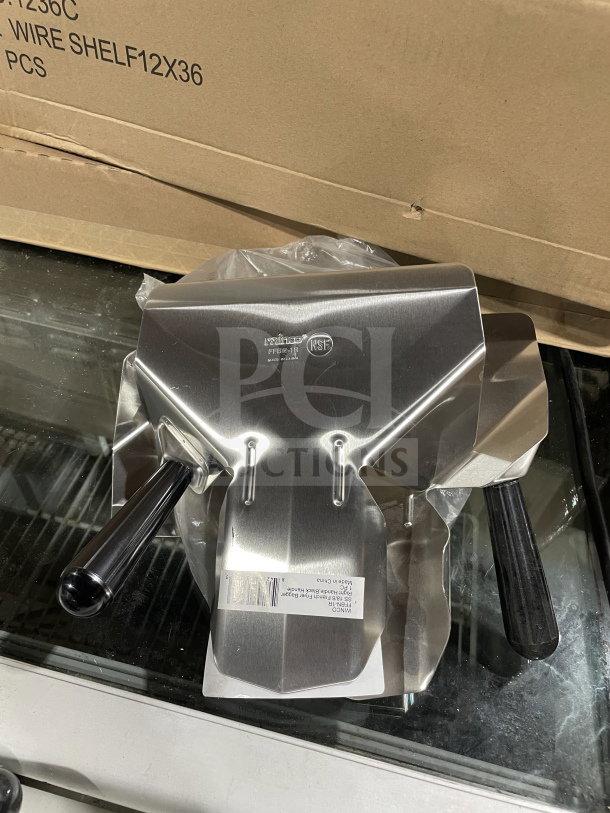 Winco Prime Series stainless steel French fryer bagger, model 1236C, with right handle. New condition, NSF certified.