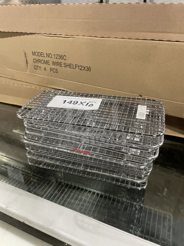 Winco chrome-plated pan grate, 5x10.5", model PGW-510, new condition, for steam pan.