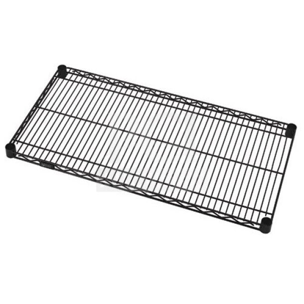 NEW Quantum commercial carbon steel black wired shelf, 24x72 inches, durable construction, ideal for storage.