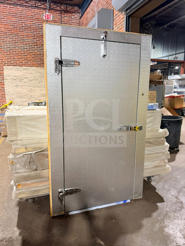 New Continental Commercial Heavy Duty Walk-In Cooler Door & Panel, Model DL4882, SN: 1601006, steel finish, in excellent condition.