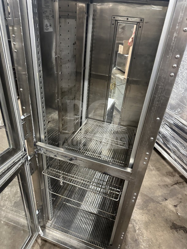 Continental CoolMax DL4882 walk-in cooler door and panel assembly with shelves, stainless steel finish, new condition.