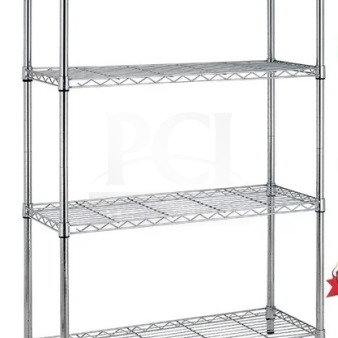 NEW Quantum Commercial 24x72" wired shelf, carbon steel, chrome-plated, four-tier, durable and versatile storage solution.