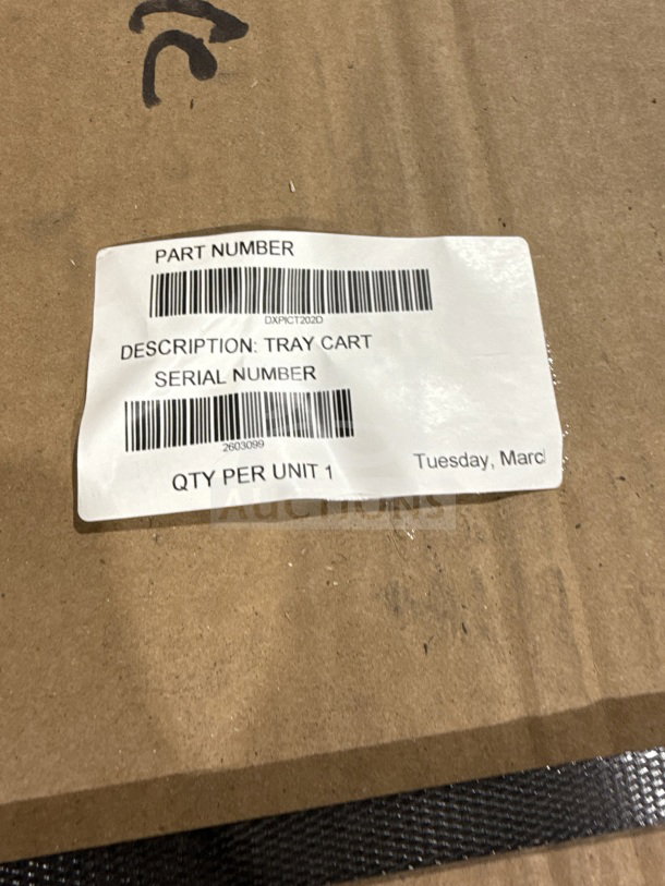 BRAND NEW Dinex commercial stainless steel heavy-duty meal delivery system tray cart with label indicating part DXPC202D.