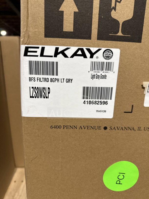 Elkay LZS8WSLP Hydration Station, brand new, light gray granite, stainless steel, touchless, model LZS8WSLP, 115V.