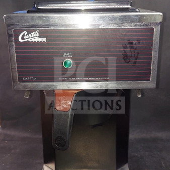 Brand new Curtis countertop coffee brewing machine, model CAFE0AP10A000, 120V, 1-Phase, SN: 15160854, stainless finish.
