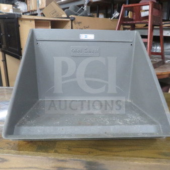One Poly Wal Shelf Model WS2216, 22x16x15 inches, grey. Shows signs of use. Embossed brand name visible on back.