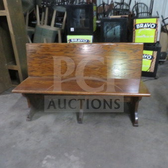 One wooden single-sided booth, 58x25x36 inches, featuring a polished finish and sturdy construction. Ideal for restaurant seating.