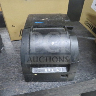 SNBC BTP M300 thermal printer, black, used condition, visible scuffs, control panel with buttons, ideal for high-volume printing.