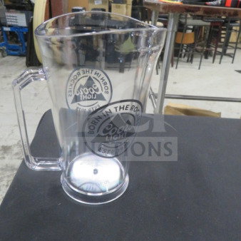 NEW 32oz Coors Light poly pitcher with handle, featuring "Born in the Rockies" logo. Brand new condition.
