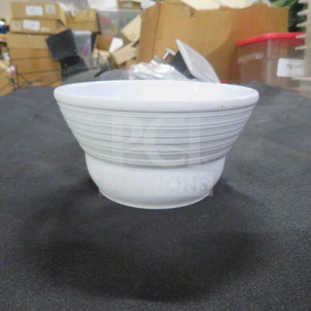 Get Melamine 8oz Bowl, Model B-10MN, white, ribbed design, excellent condition, ideal for dining use.