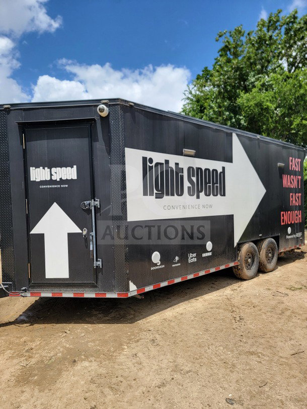 2021 SDG 8.5' x 20' Tandem-Axle Mobile Trailer, 14,000 LB GVWR, "light speed" branding, POS workstation, VIN 4S9S1EF22MW364523.