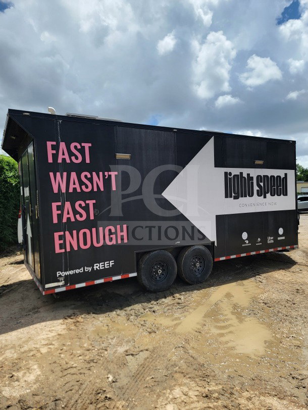 2021 Southern Dimensions Group 8.5' x 20' tandem-axle trailer, 14,000 LB GVWR, branded "light speed," with POS workstation.