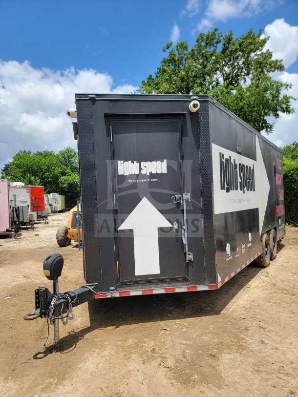 2021 SDG 8.5' x 20' mobile trailer, tandem-axle, 14,000 LB GVWR, labeled "light speed," includes POS workstation.