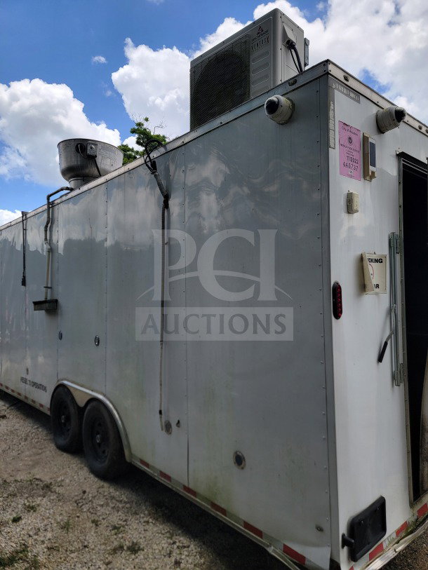 2021 Diamond Cargo 8.5' x 24' mobile kitchen trailer, tandem-axle, gray exterior, ventilation unit, GVWR 14,000 lb.