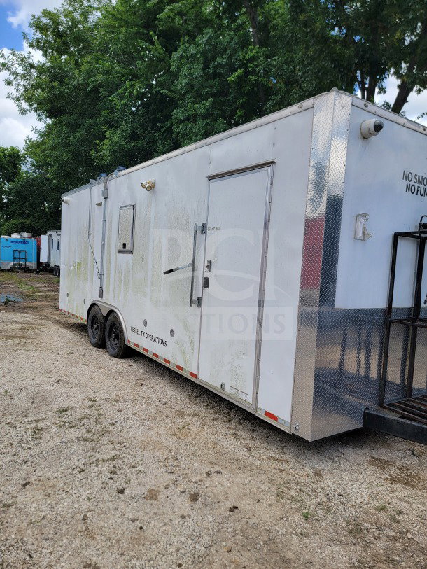 2021 Diamond Cargo 8.5' x 24' tandem-axle mobile kitchen trailer, 14,000 LB GVWR, showing wear, side view with labeled exterior.