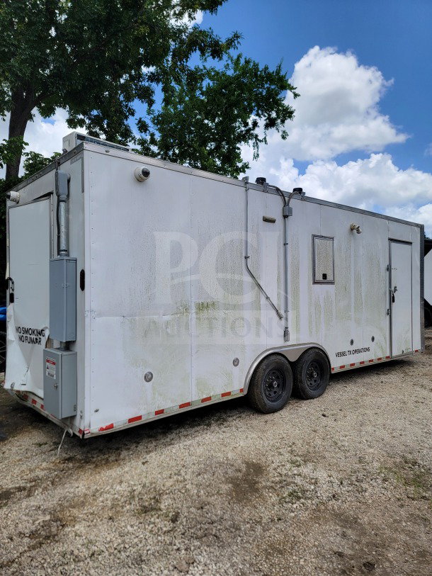 2021 Diamond Cargo 8.5' x 24' tandem-axle mobile kitchen trailer. Marks: "NO SMOKING", "VESSEL TO OPERATIONS". Condition shows wear.