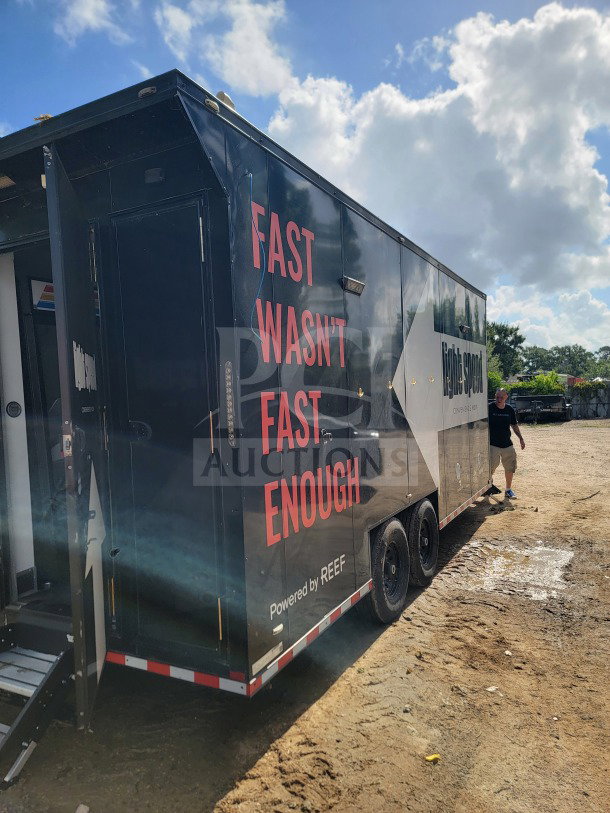 2021 SDG 8.5' x 20' dual-axle mobile kitchen trailer, CaptiveAire hood, True refrigeration, VIN 4S9S1EF20MW364522.