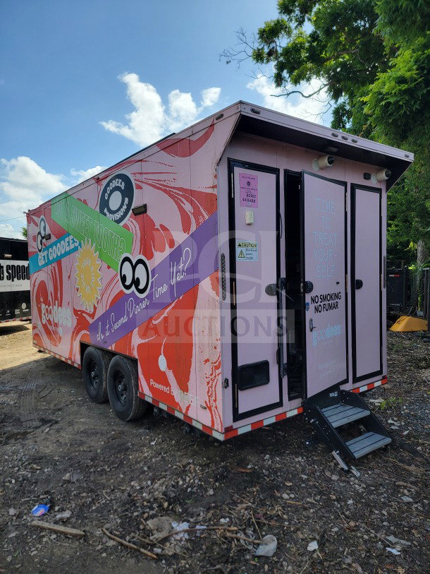 8.5' x 20' SDG mobile infrastructure trailer, vibrant graphics, dual axle, commercial cold-storage, True Refrigeration, VIN 4S9S1EF29MW364518.