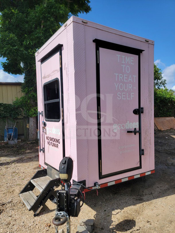 2021 SDG 8.5' x 20' dual-axle trailer in pink, commercial cold-storage setup, True Refrigeration Suite, VIN 4S9S1EF29MW364518.