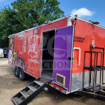 2021 Rock Solid Cargo 8.5' x 24' mobile kitchen trailer with dual-axle, CaptiveAire hood, True & Hoshizaki refrigeration.