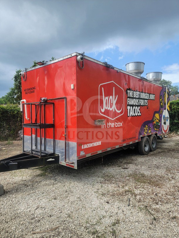 2021 Titanium Cargo 8.5' x 24' dual-axle kitchen trailer, branded exterior, includes CaptiveAire ventilation, True, and Randell cold infrastructure.