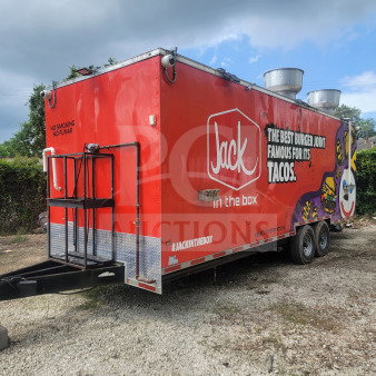 2021 Titanium Cargo 8.5' x 24' dual-axle kitchen trailer, branded exterior, includes CaptiveAire ventilation, True, and Randell cold infrastructure.