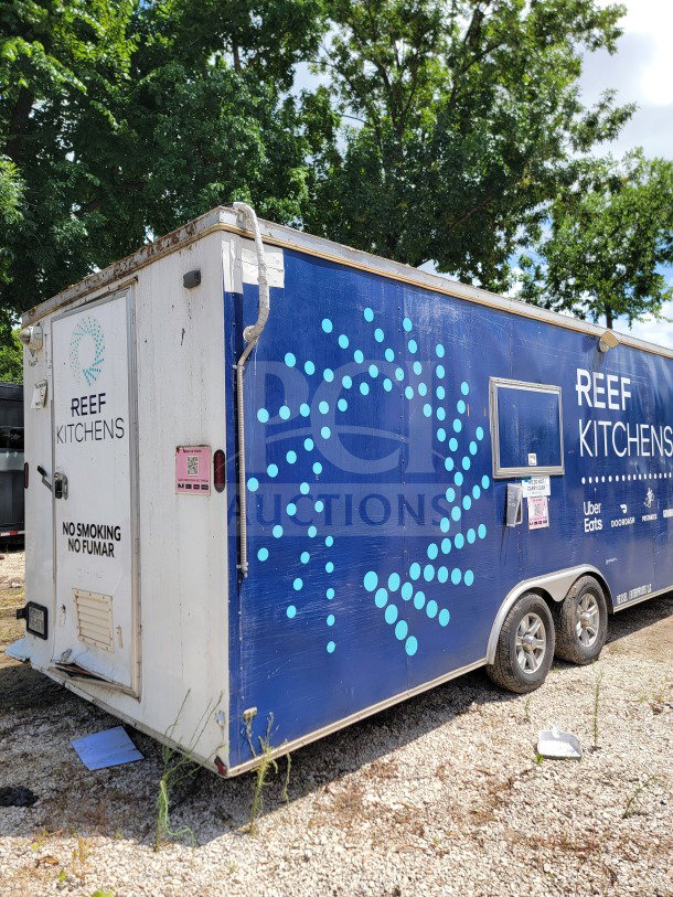 2019 Diamond Cargo 8.5' x 24' dual-axle mobile kitchen trailer, branded "Reef Kitchens," shows exterior condition.