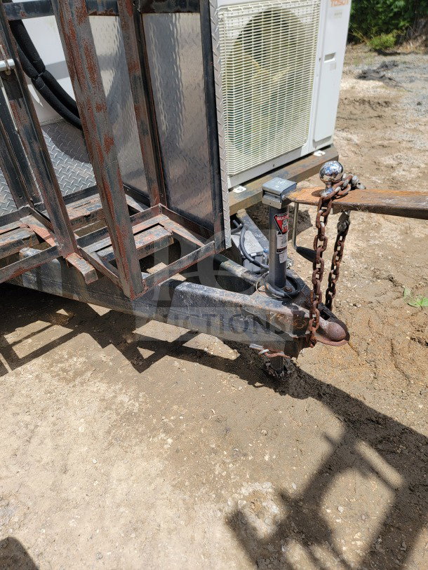 2019 Diamond Cargo 8.5' x 24' trailer hitch area, showing rust and wear. Model 24, equipped for mobile kitchens.