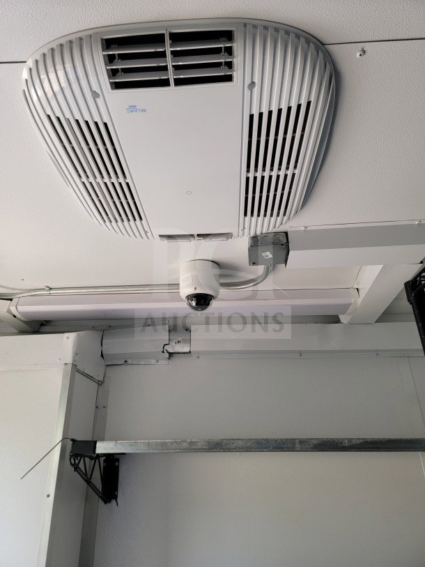2021 SDG 8.5' x 26' trailer interior with Blueair 5000 ceiling unit, pristine condition, visible wiring and surveillance camera. VIN 4S9S1EJ27MW364475.