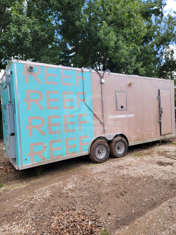 2021 BT&S 8.5' x 24' tandem-axle mobile kitchen trailer, blue and gray, corporate delivery configuration.