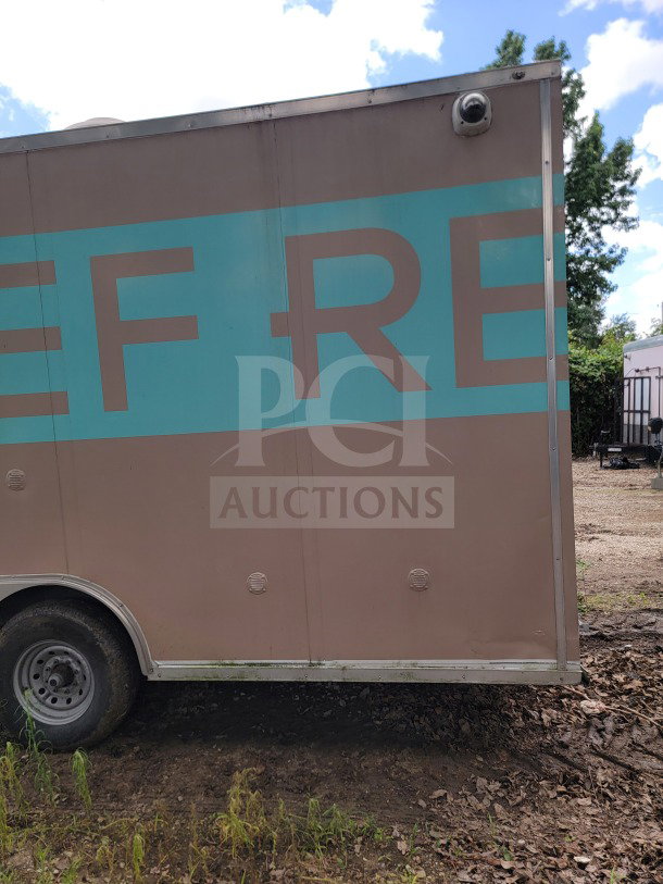2021 BT&S 8.5' x 24' Tandem-Axle Mobile Kitchen Trailer, beige, corporate delivery configuration.