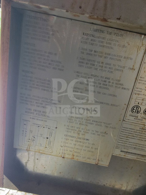 Instruction and warning labels inside BT&S 24 mobile kitchen trailer, showing setup and safety procedures.