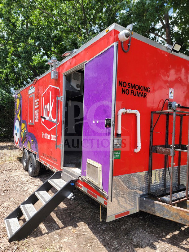 2021 Titanium Cargo 8.5' x 24' mobile kitchen trailer with CaptiveAire hood and Randell & Frymaster suite.