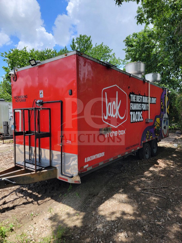 2021 Titanium Cargo 8.5' x 24' mobile kitchen trailer with corporate QSR branding, tandem-axle, CaptiveAire hood system.