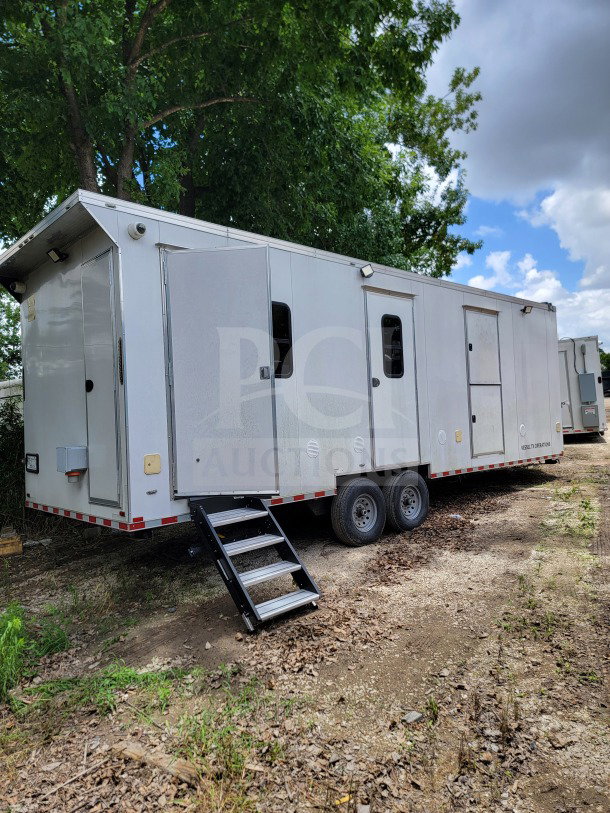 2021 SDG Southern Dimensions 8.5' x 26' tandem-axle mobile kitchen trailer, corporate config, exterior view.