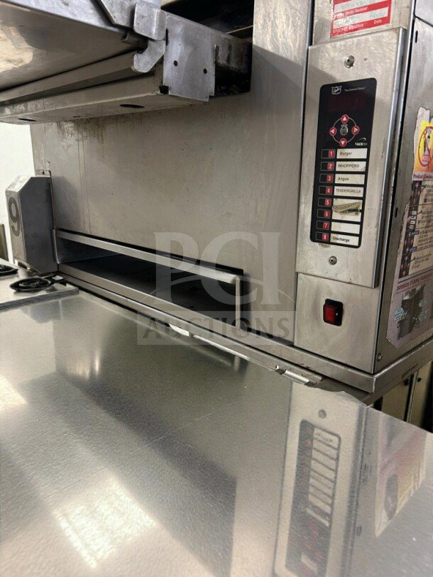 Duke Electric Conveyor Broiler Oven, model DUK-L-BROIL-0527, in immaculate condition, stainless steel, commercial use.