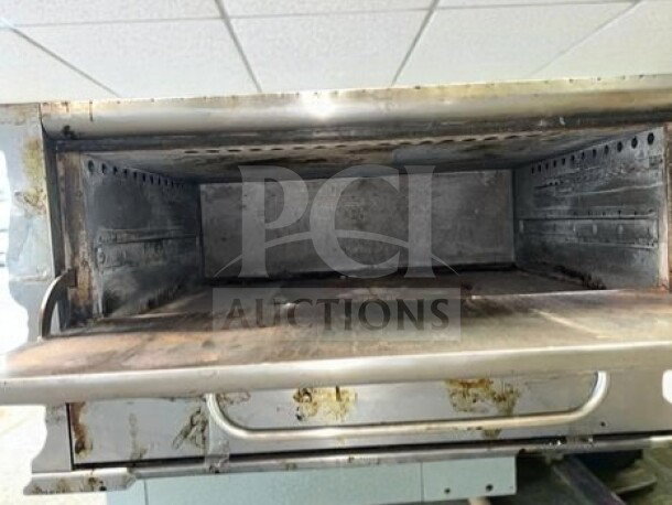 Blodgett Double Deck Commercial Pizza Oven, gas-operated, heavy-duty stainless steel, fully tested, and operational.