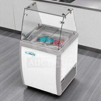 Brand new KoolMore KM-ICD-26SD ice cream dipping cabinet, 6 cu. ft., holds 4 tubs, UL listed, in original box.