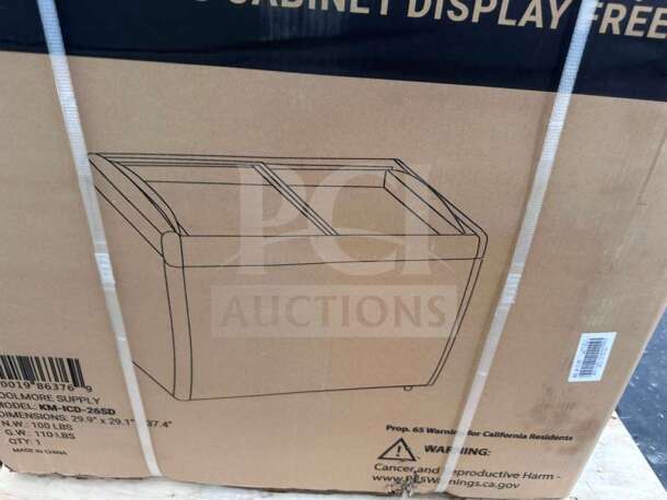 Brand new KoolMore KM-ICD-26SD ice cream dipping cabinet, 6 cu. ft., 4 tub capacity, UL listed, in original box.