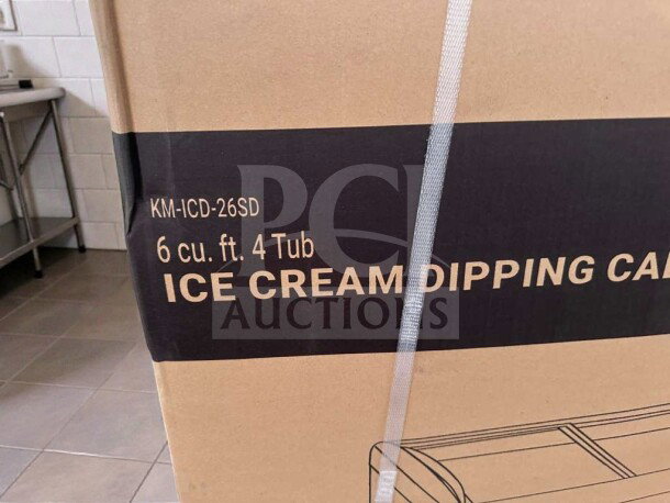 KoolMore KM-ICD-26SD ice cream dipping cabinet, 6 cu. ft., 4 tub, UL listed, new in original box.