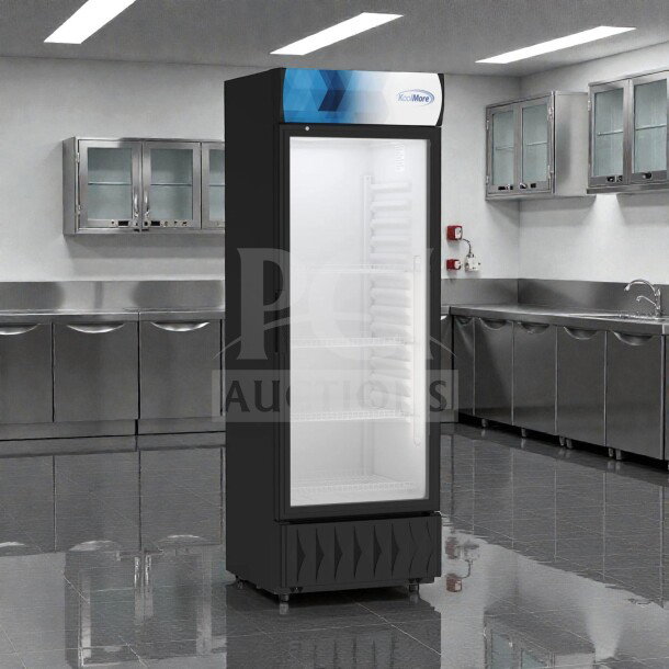 Brand new KoolMore MDR-1GD-12C glass merchandiser refrigerator, 12 Cu. Ft., 24 in. wide, ETL Listed, in premium condition.
