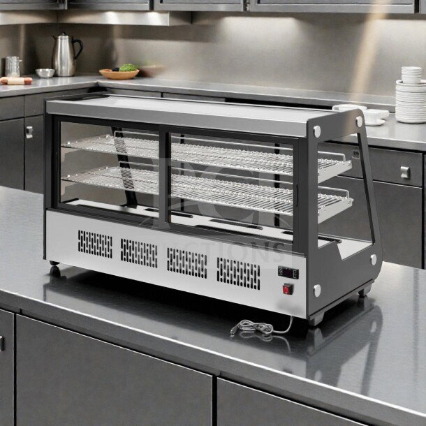 Brand new KoolMore CDC-7C-SS 48" countertop bakery display refrigerator, 7 Cu. Ft., ETL listed, in original box.